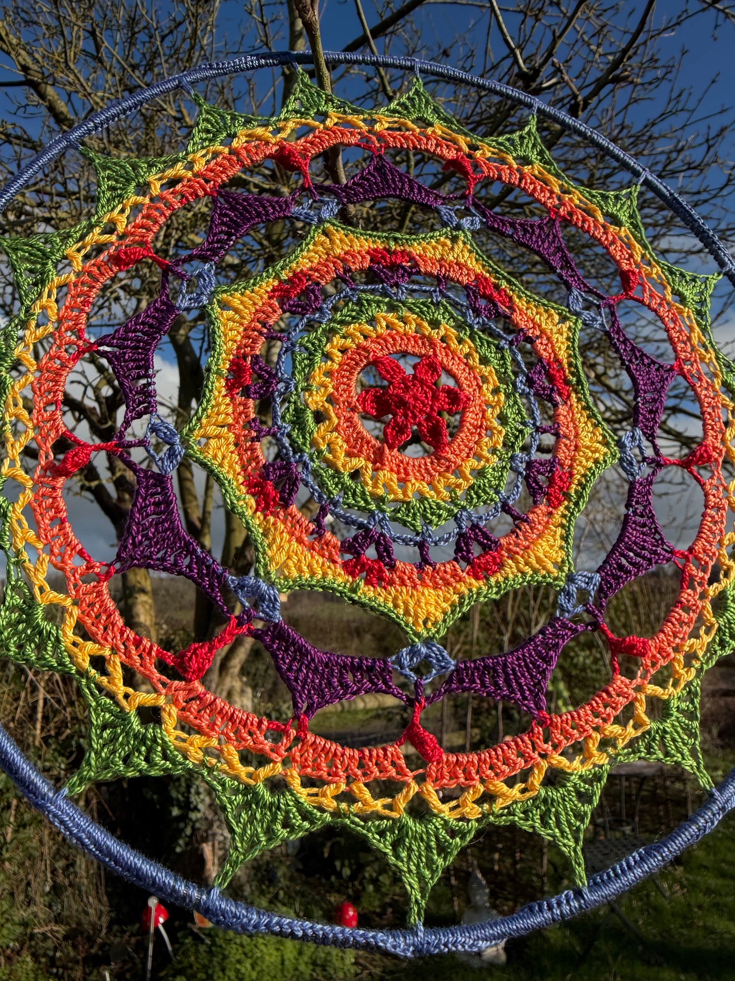 Prisma Mandala Crochet Pattern | Boho Rainbow Mandala Wall Hanging | PDF