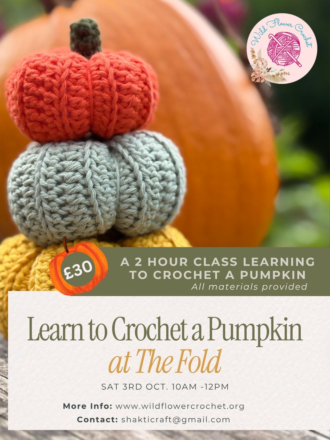 Crochet Pumpkin Workshop at The Fold, Bransford | Malvern Crochet Classes