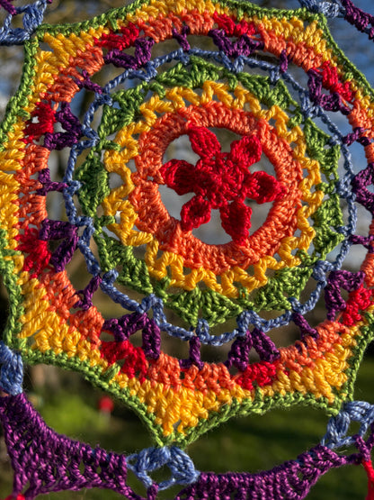 Prisma Mandala Crochet Pattern | Boho Rainbow Mandala Wall Hanging | PDF