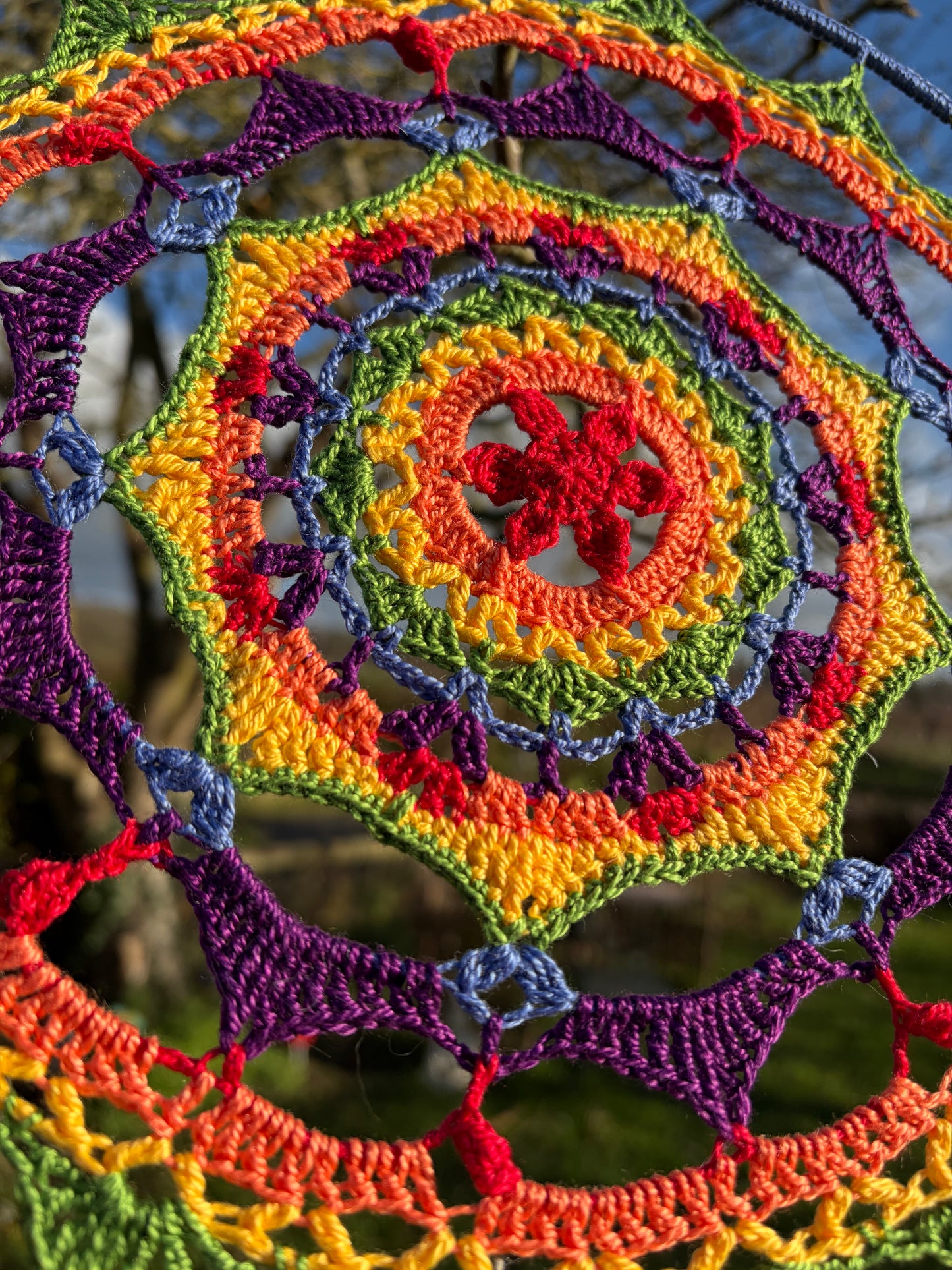 Prisma Mandala Crochet Pattern | Boho Rainbow Mandala Wall Hanging | PDF