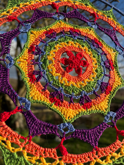 Prisma Mandala Crochet Pattern | Boho Rainbow Mandala Wall Hanging | PDF