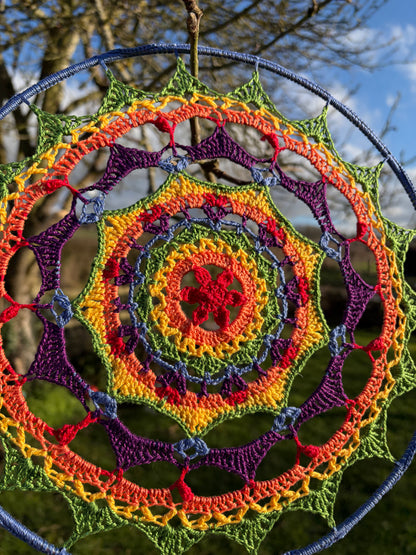 Prisma Mandala Crochet Pattern | Boho Rainbow Mandala Wall Hanging | PDF