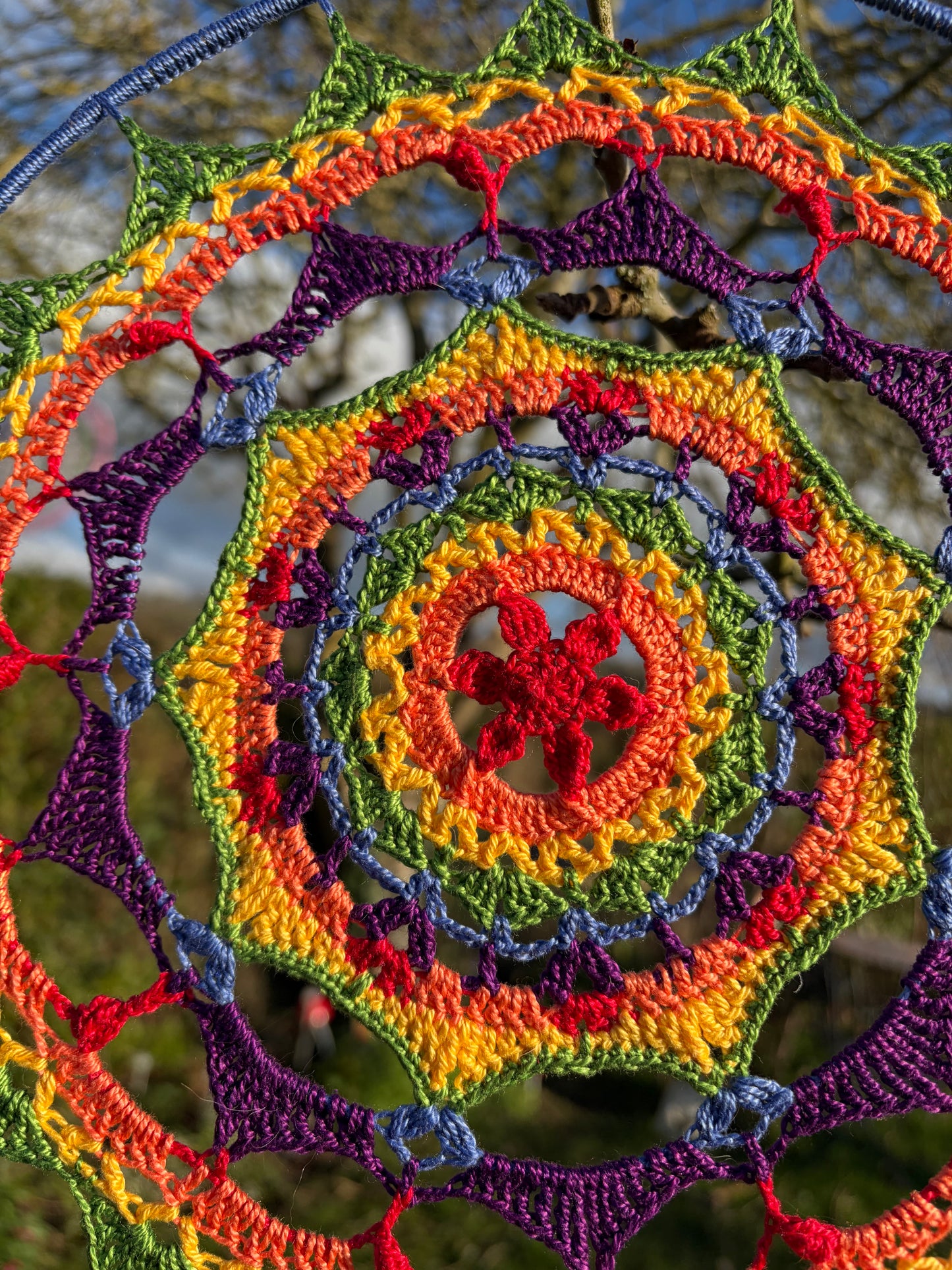 Prisma Mandala Crochet Pattern | Boho Rainbow Mandala Wall Hanging | PDF