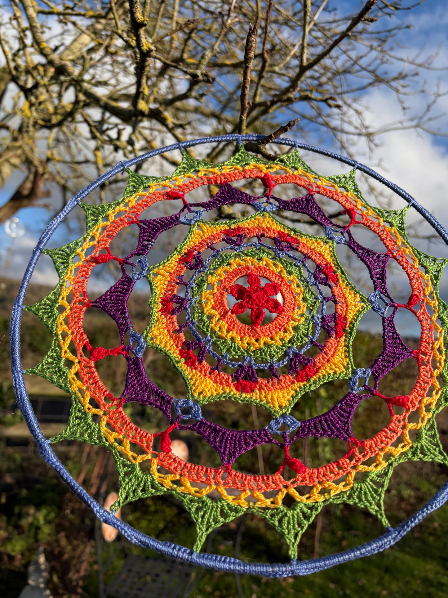 Prisma Mandala Crochet Pattern | Boho Rainbow Mandala Wall Hanging | PDF