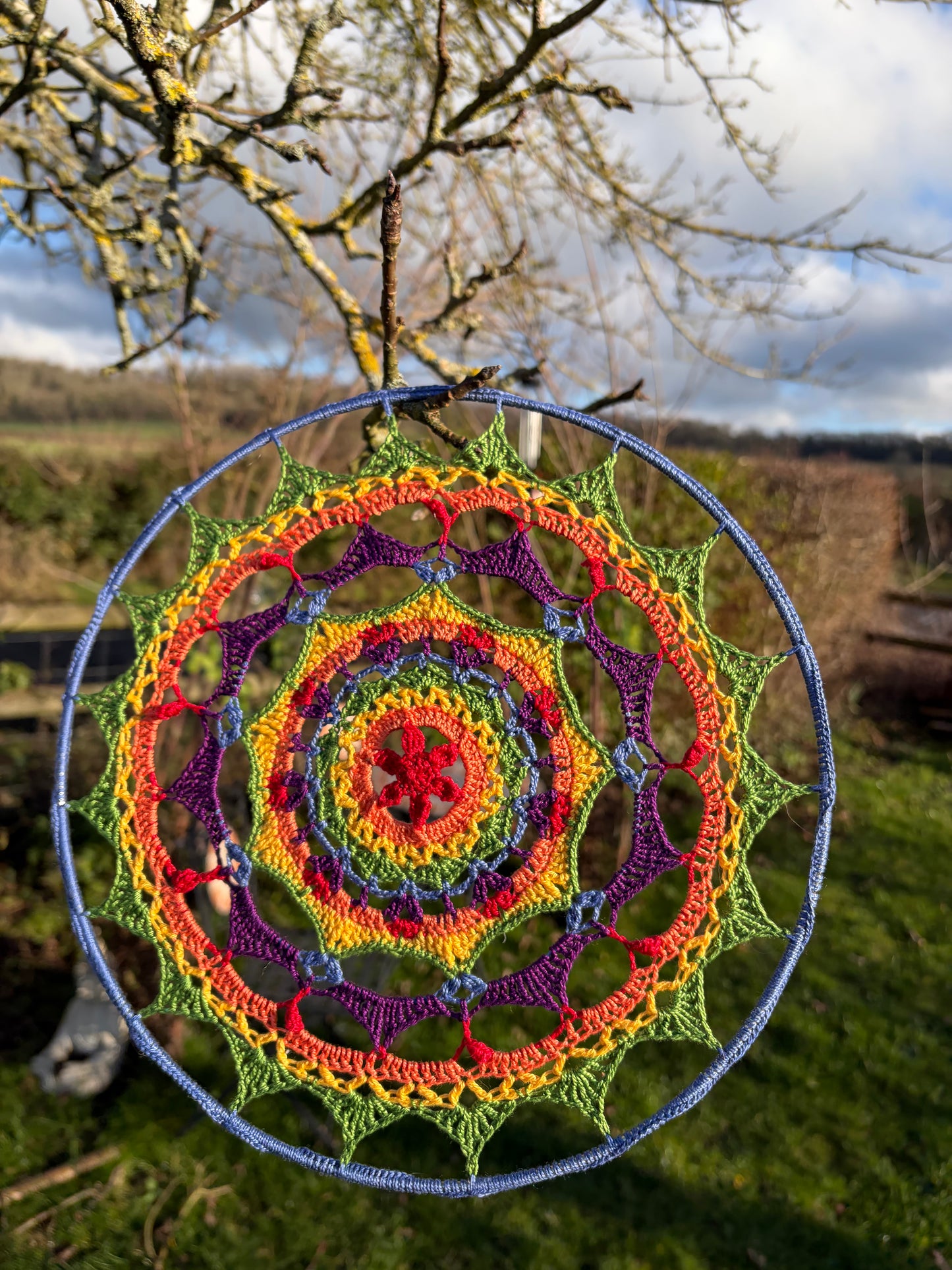 Prisma Mandala Crochet Pattern | Boho Rainbow Mandala Wall Hanging | PDF