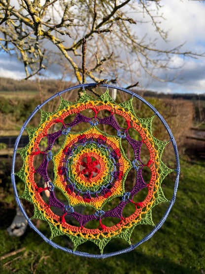 Prisma Mandala Crochet Pattern | Boho Rainbow Mandala Wall Hanging | PDF