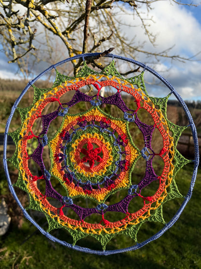 Prisma Mandala Crochet Pattern | Boho Rainbow Mandala Wall Hanging | PDF