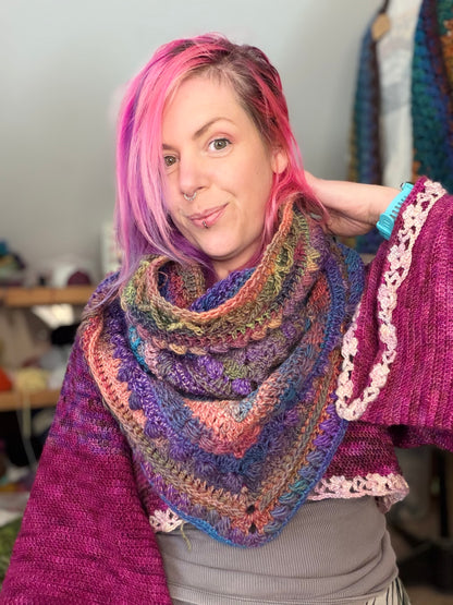 Handmade Crochet Hooded Cowl – Cosy Colourful Scarf & Hood