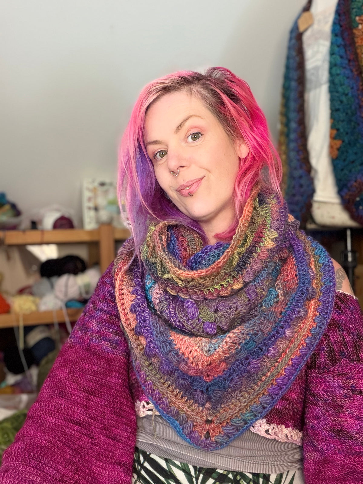 Handmade Crochet Hooded Cowl – Cosy Colourful Scarf & Hood